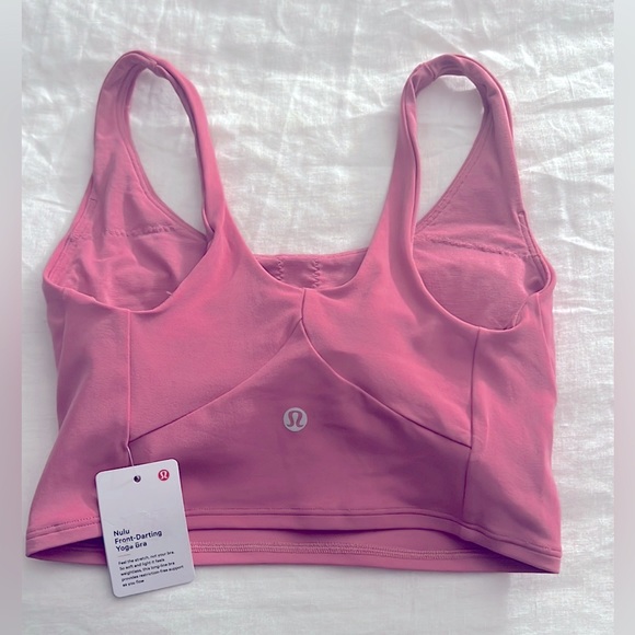 NWT Lululemon Nulu Front-Darting Yoga Bra Pink Blossom Crop - Picture 2 of 5